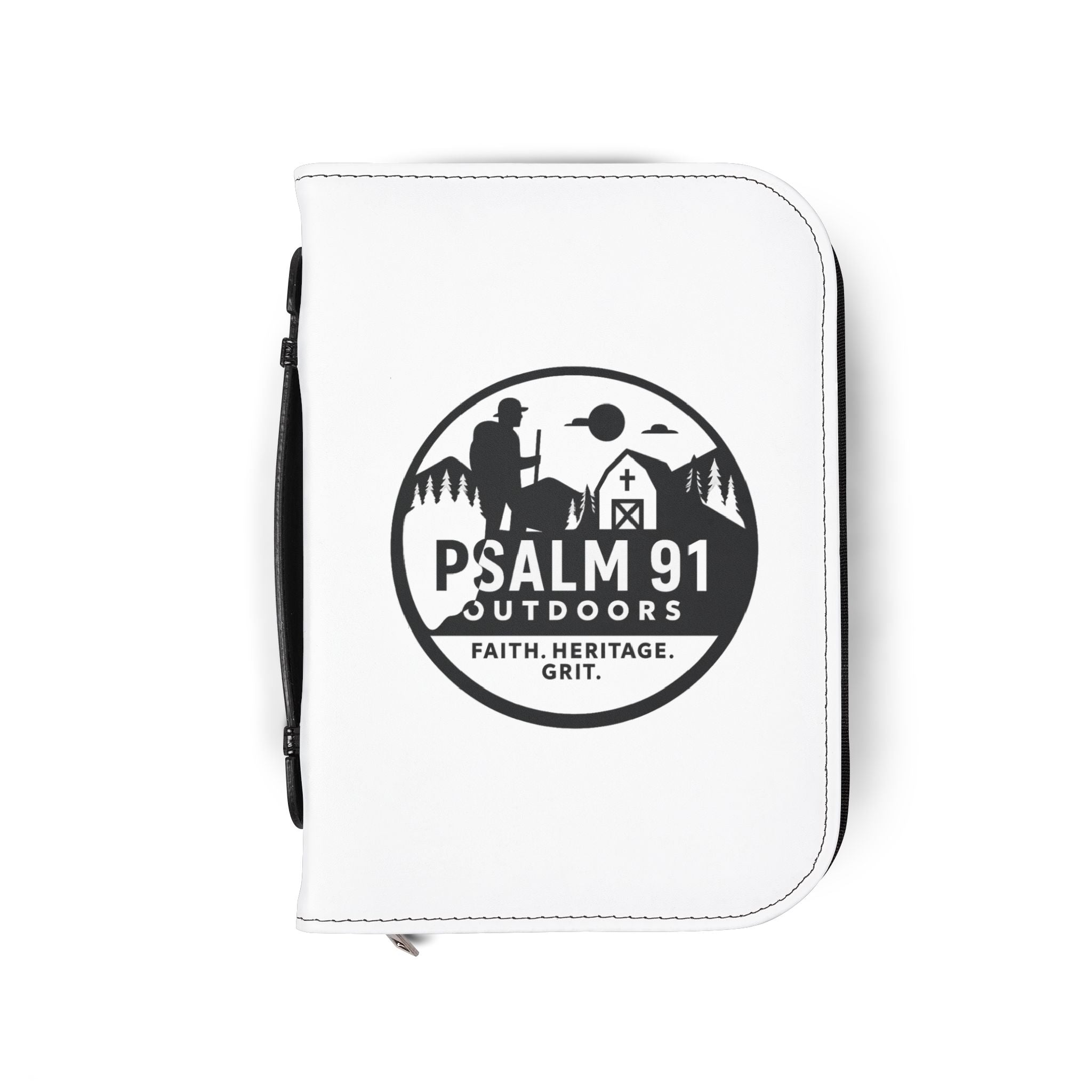 White planner with Psalm 91 Outdoors logo on a white background