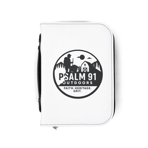 White planner with Psalm 91 Outdoors logo on a white background